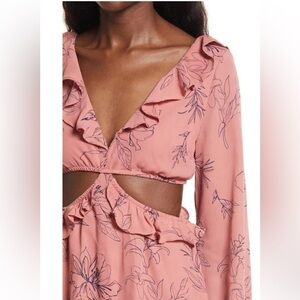 OPEN EDIT Pink and black floral cut out mini dress size L‎